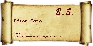 Bátor Sára névjegykártya